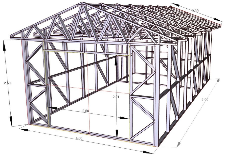Чертеж металлического гаража 3.5х6