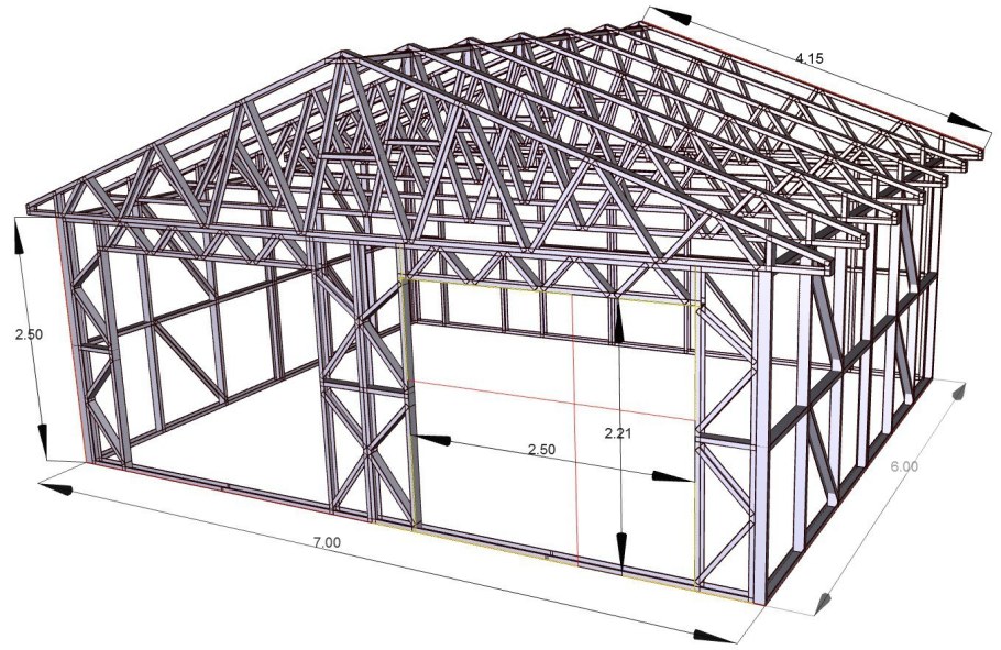 Гараж из профнастила односкатный чертежи