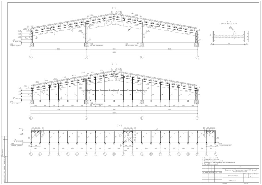 Чертеж Ангара 12х25 односкатный