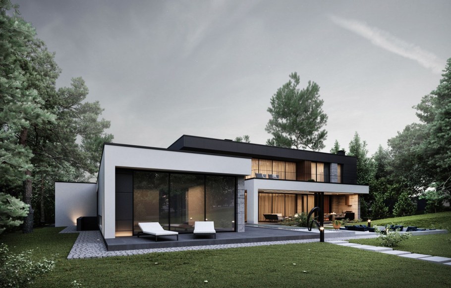 Дом в стиле Минимализм одноэтажный с плоской крышей