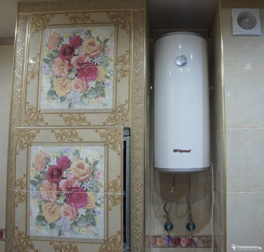 Водонагреватель в интерьере туалета