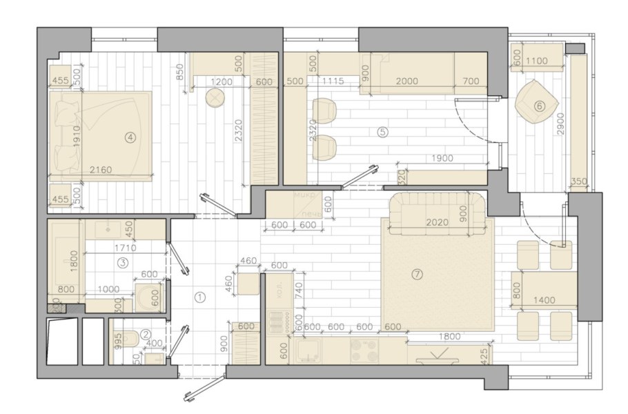 Из двушки в трешку 70 кв перепланировка