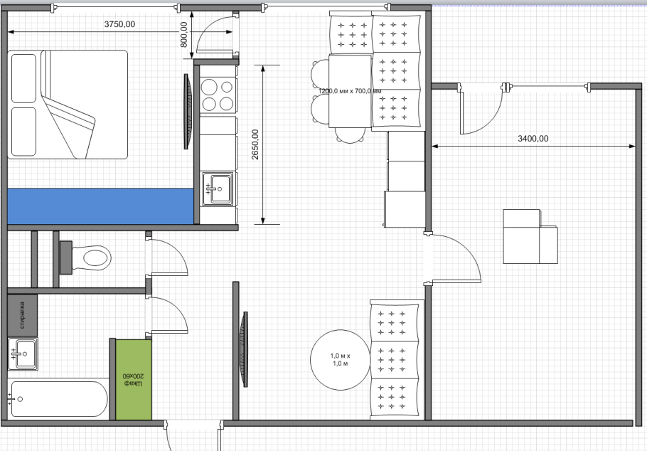 Перепланировка двушки в трешку 68