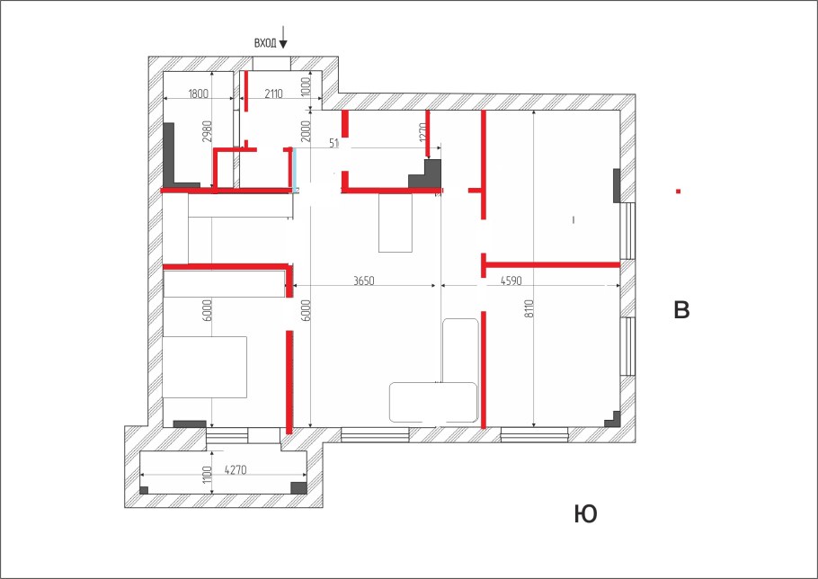 Планировка Су 155 двушка распашонка