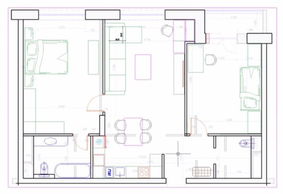 Перепланировка двушки в трешку