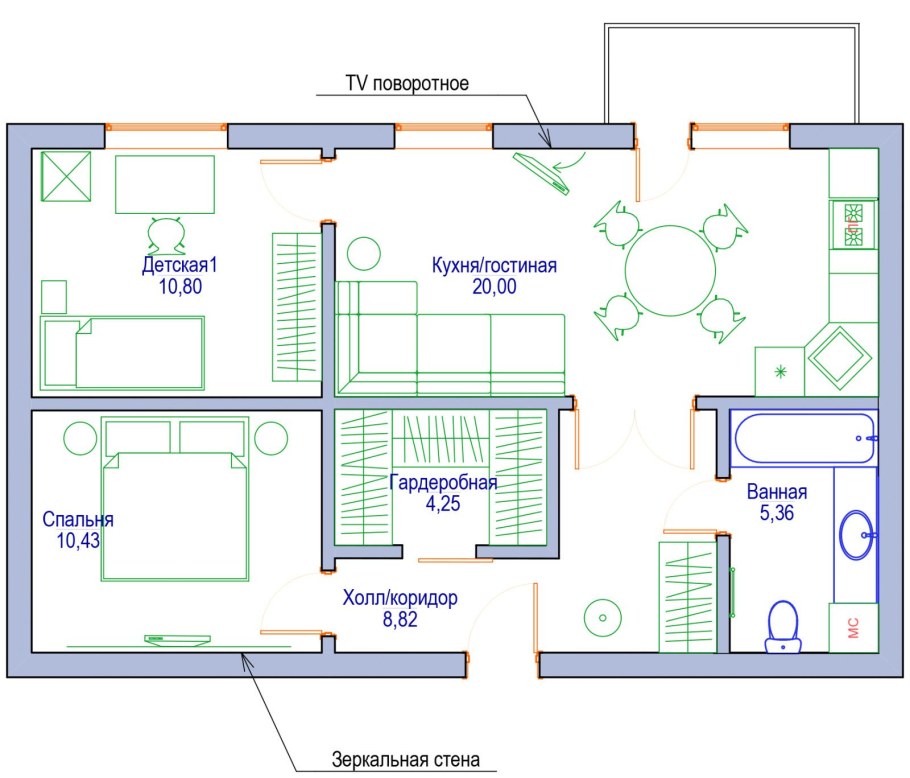 Перепланировка из однушки в трешку