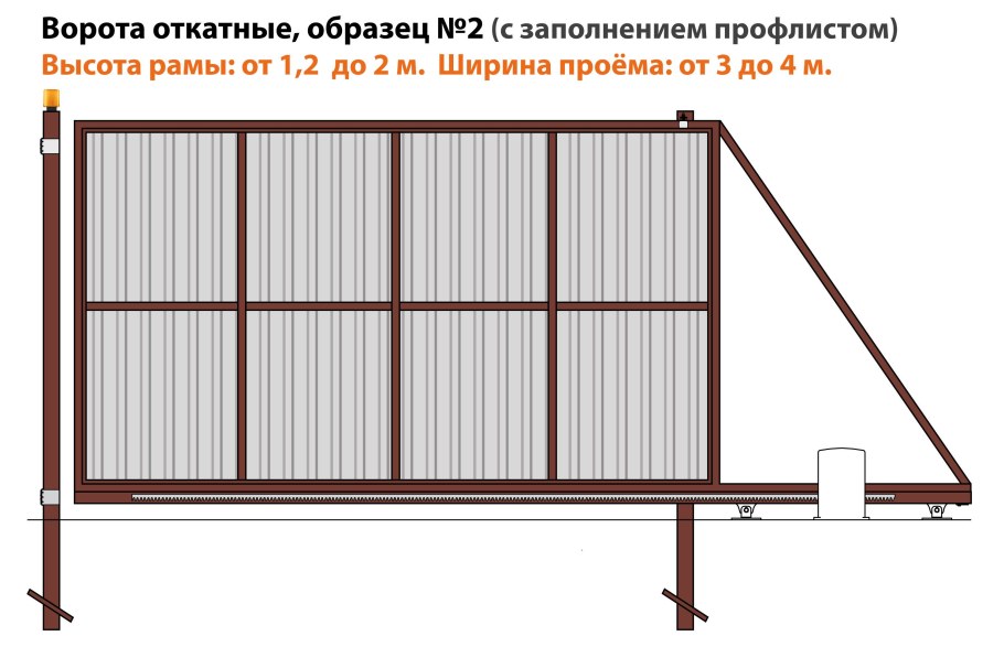 Ворота распашные металлические чертеж 4400 мм