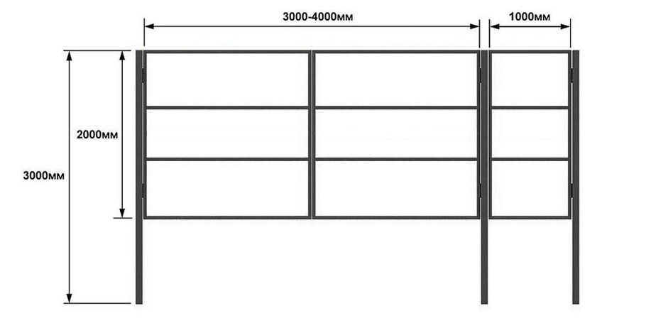Распашные ворота 6м спецификация