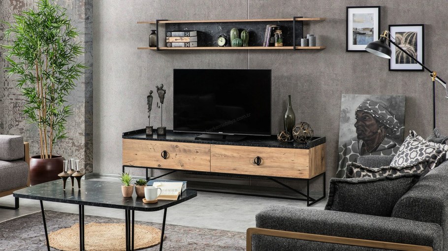 Полка для телевизора в стиле лофт