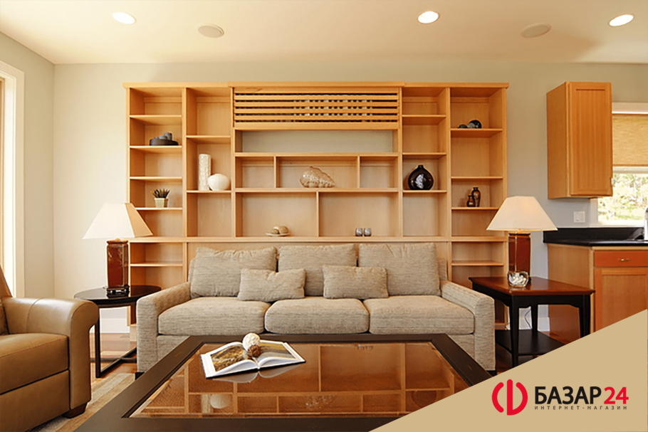 Шкаф с полками над +диваном