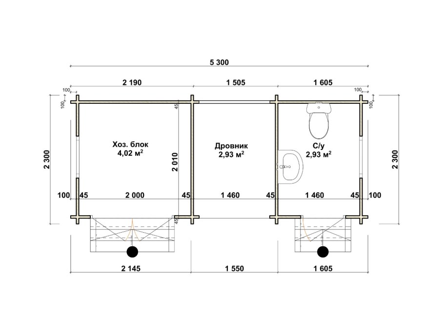 Туалет душ хозблок 3 в 1 чертежи
