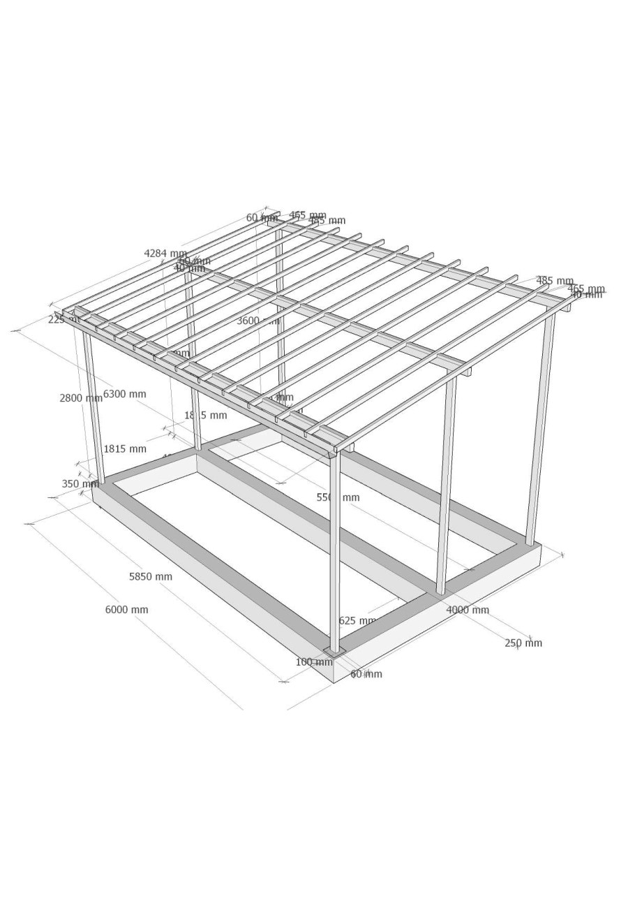 Односкатный навес из профильной трубы 2700-5400