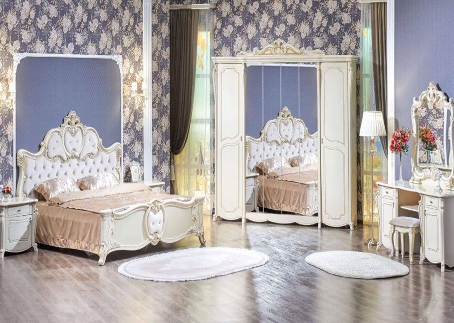 Лорена спальня белый бетон