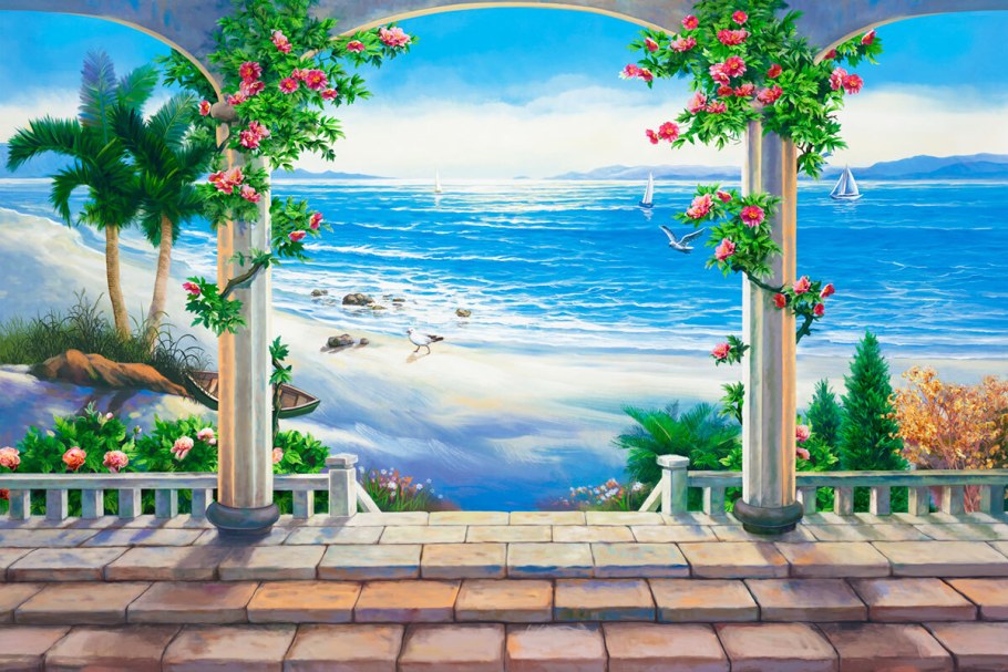 Роспись стен морской пейзаж