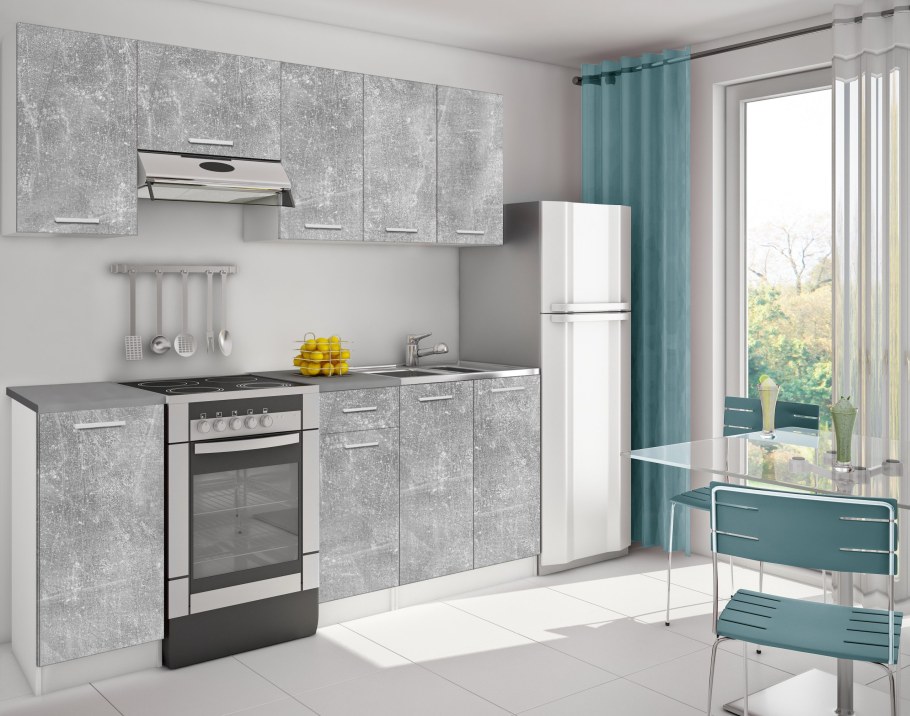 Деми кухня белый/дуб сонома/серебро