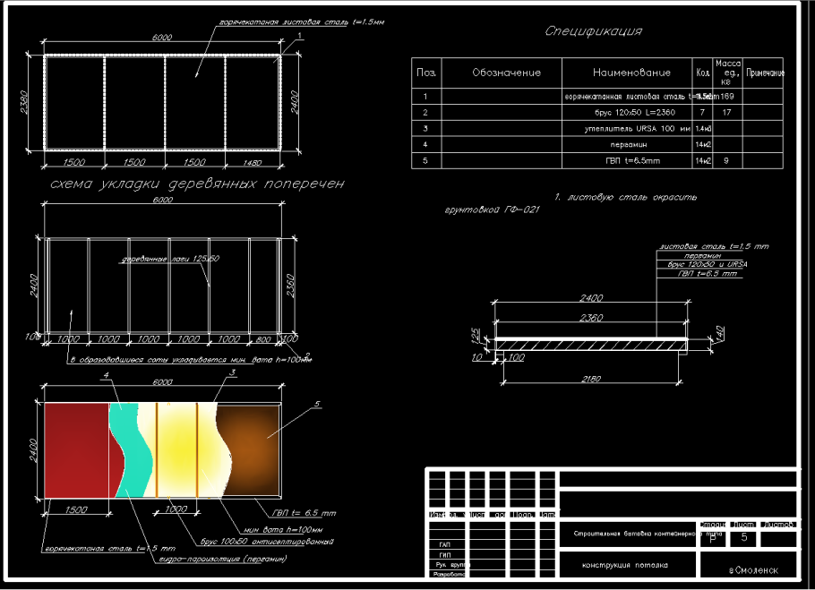 Блок контейнер 6000х2400 чертеж