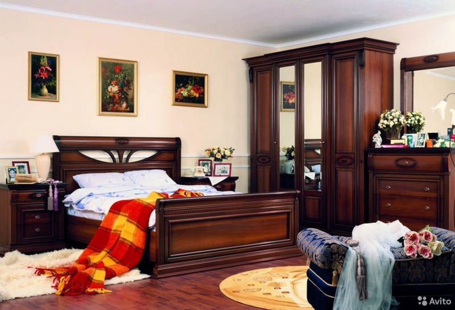 Мебель спальня в стиле Барокко голубая