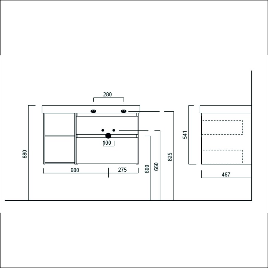 Тумба с раковиной «la Fenice» Cubo 80 подвесная Blu Grigio