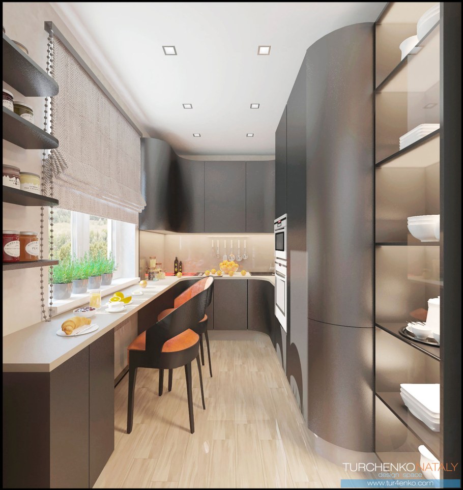 Кухня в трехкомнатной квартире