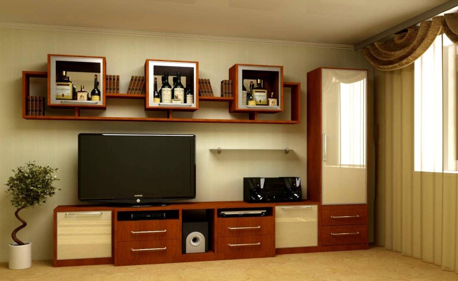 Стенка в зал в узкой комнате