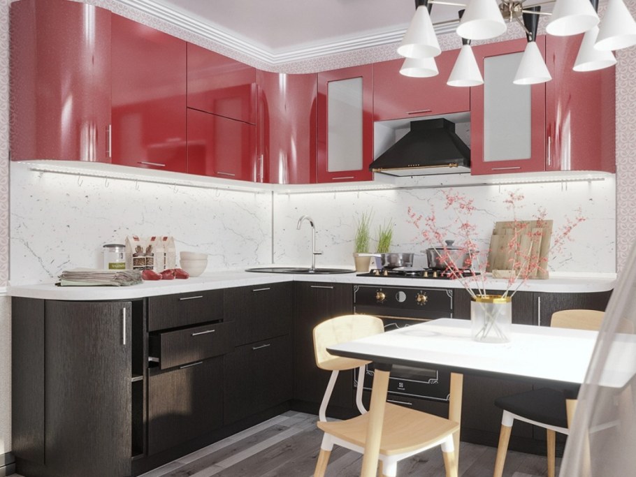 Оранжевая кухня в интерьере