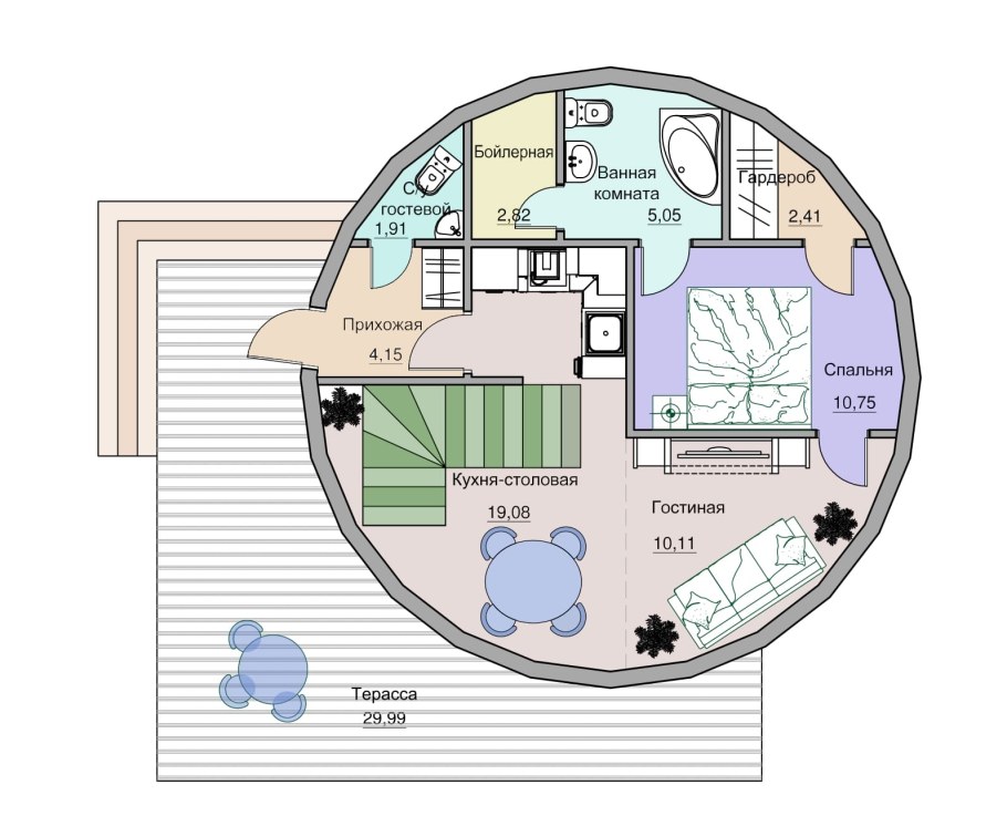 Купольный дом планировка двухуровневый