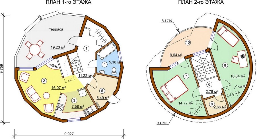 Планировка купольного дома 8 метров