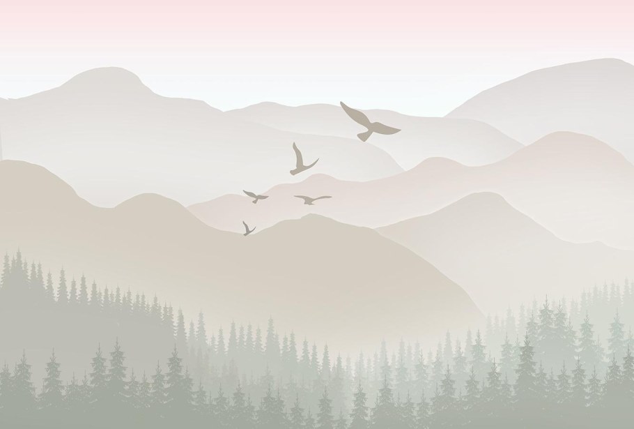 Роспись стен в интерьере лес