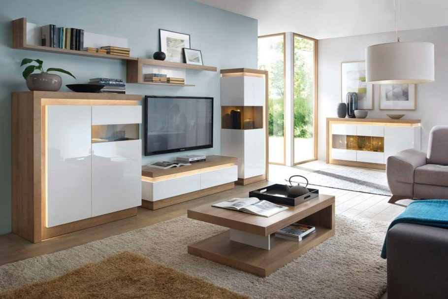 Стенка в гостиную с полками