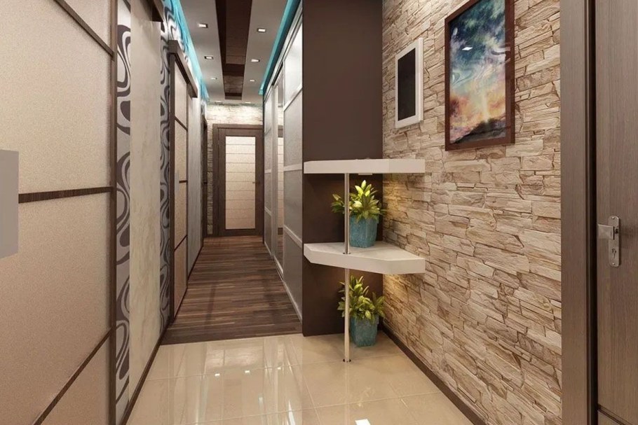 Отделка прихожей декоративным камнем