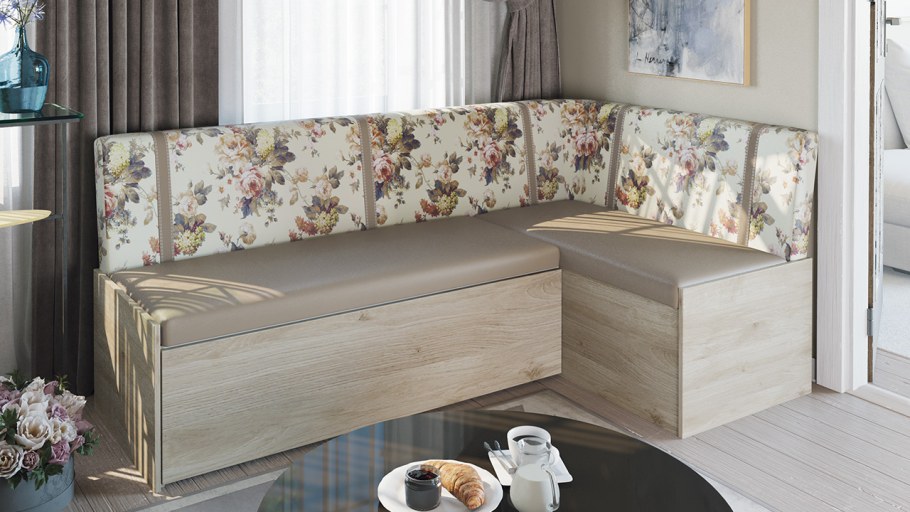 Скамья угловая «Норд» (дуб сонома трюфель/крем)