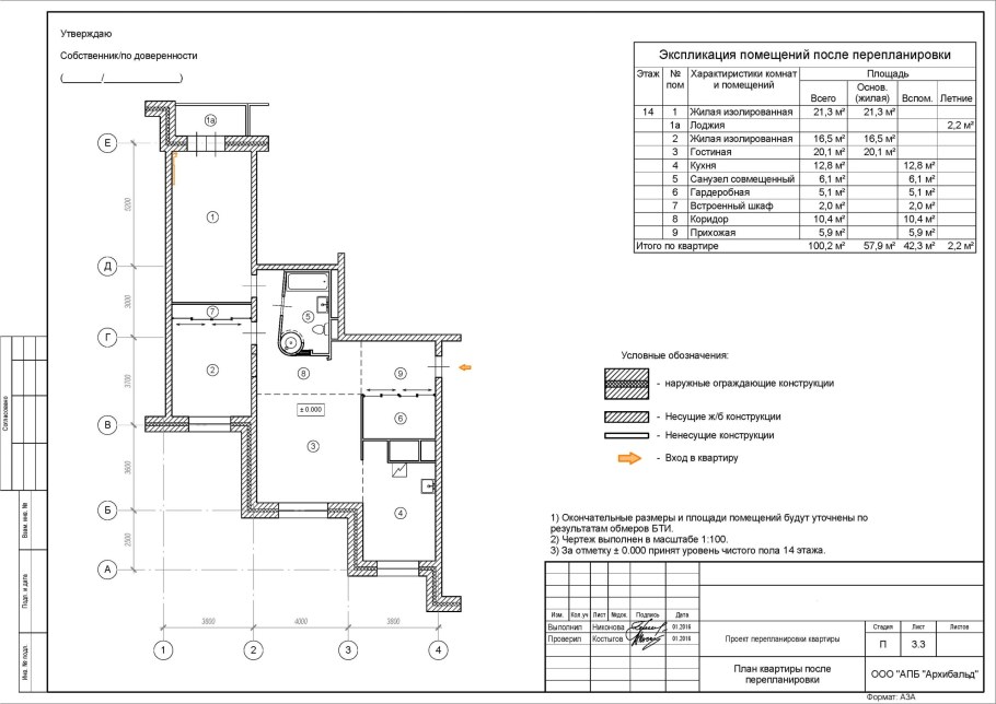 План перепланировки чертеж