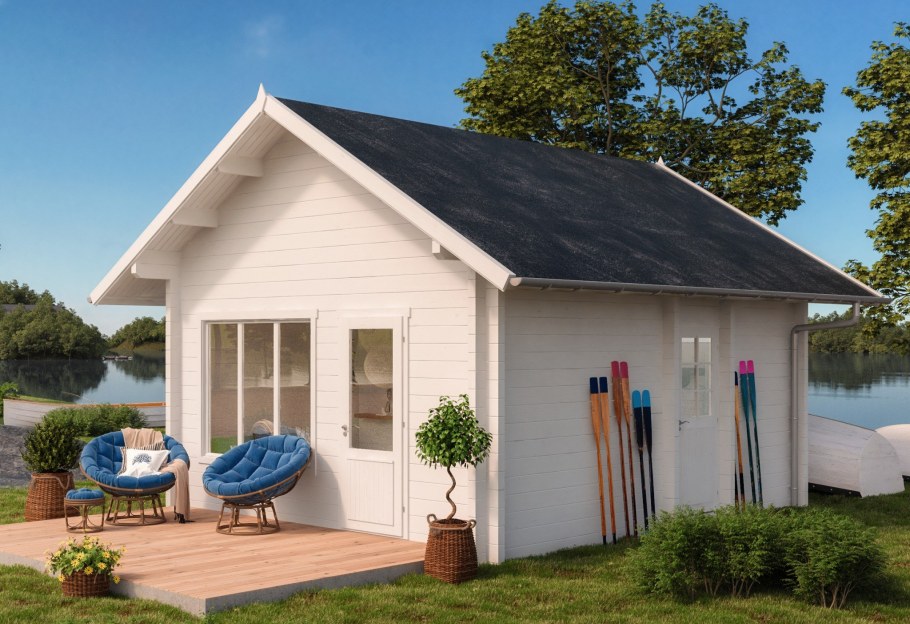 Садовый домик с панорамными окнами