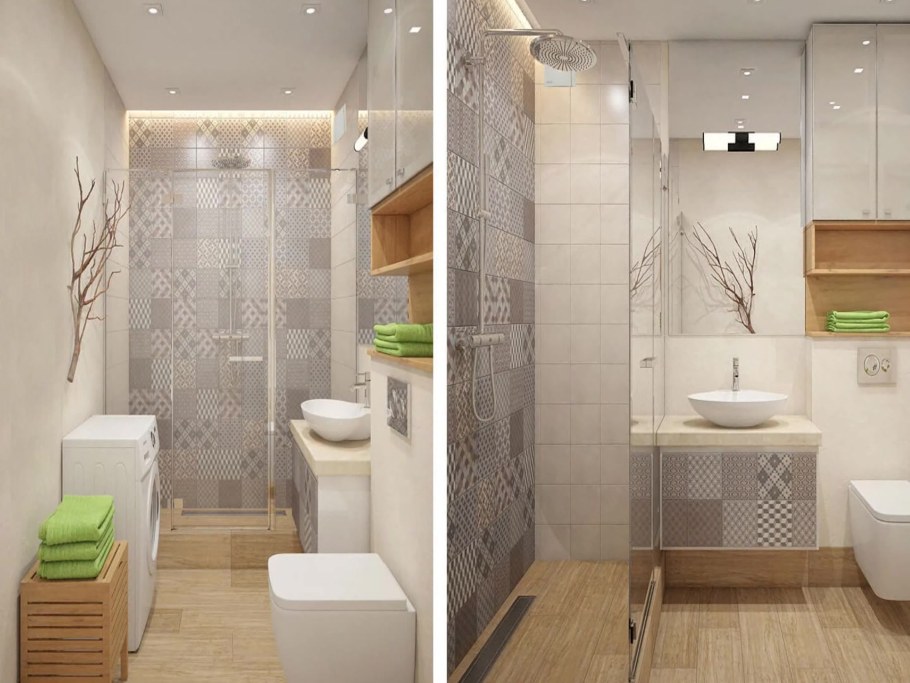 Ванная комната 4 кв м в скандинавском стиле