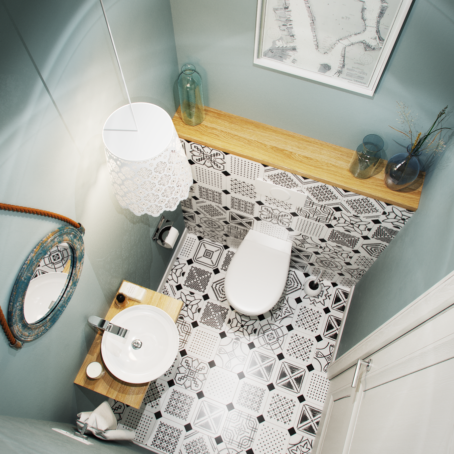 Маленькая ванная в скандинавском стиле