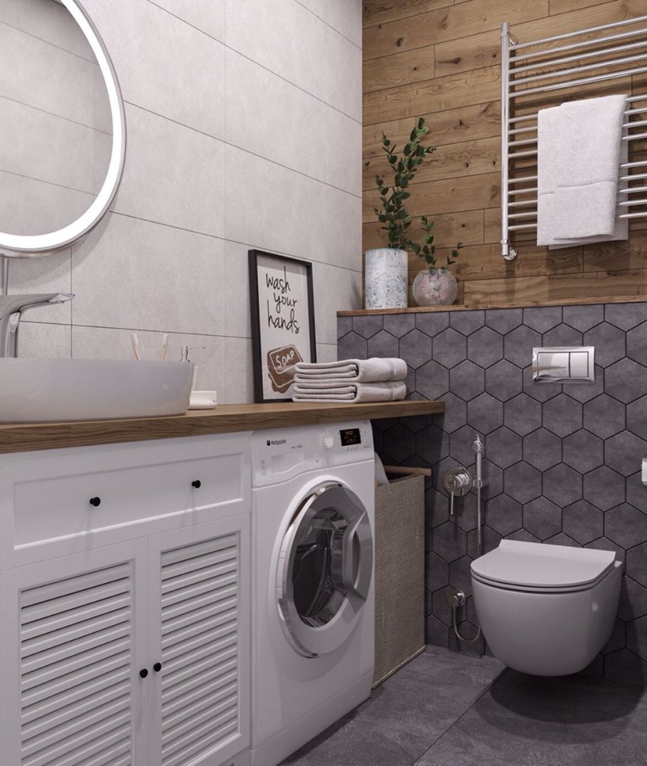 Совмещённый санузел в скандинавском стиле