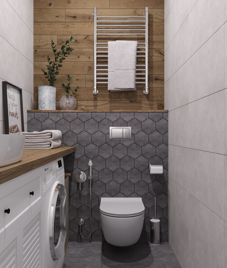 Ванна и туалет в стиле Сканди