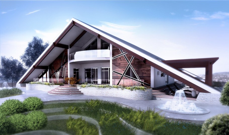 Дом двухскатная крыша Шале