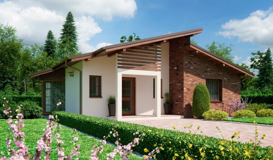 Проекты одноэтажных домов с односкатной крышей
