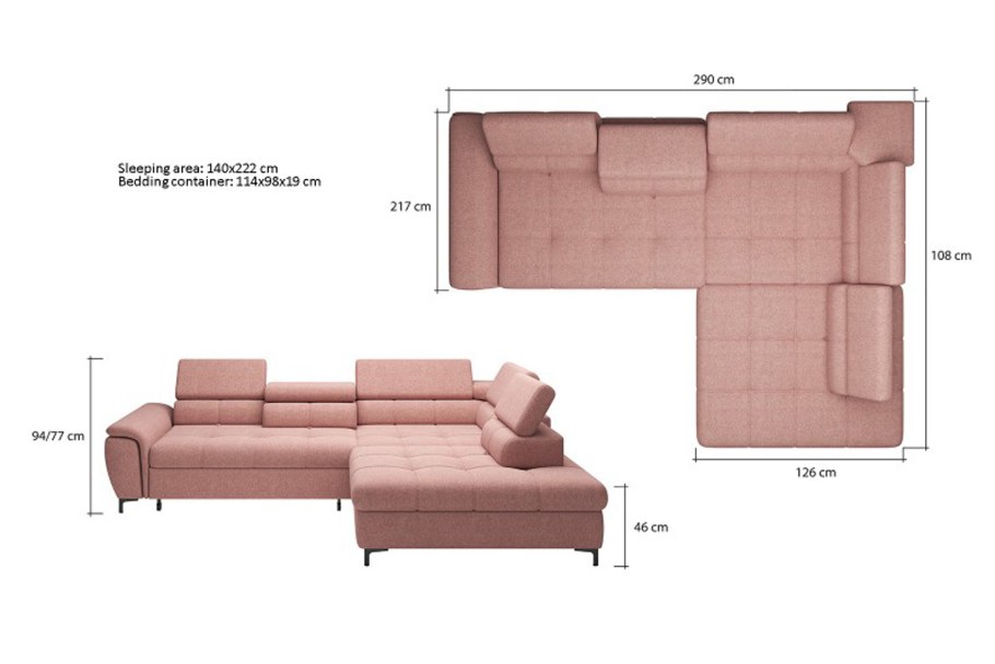 Угловой кожаный диван Размеры