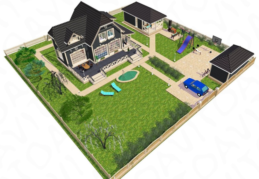 Планировка участка 8 соток дом баня гараж