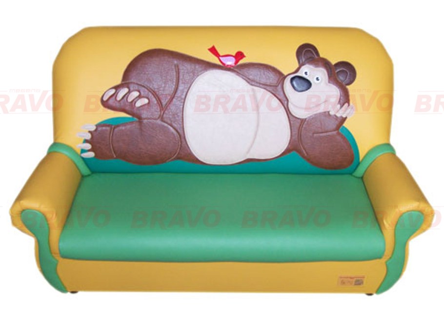 Диван детский зеленый с мишками