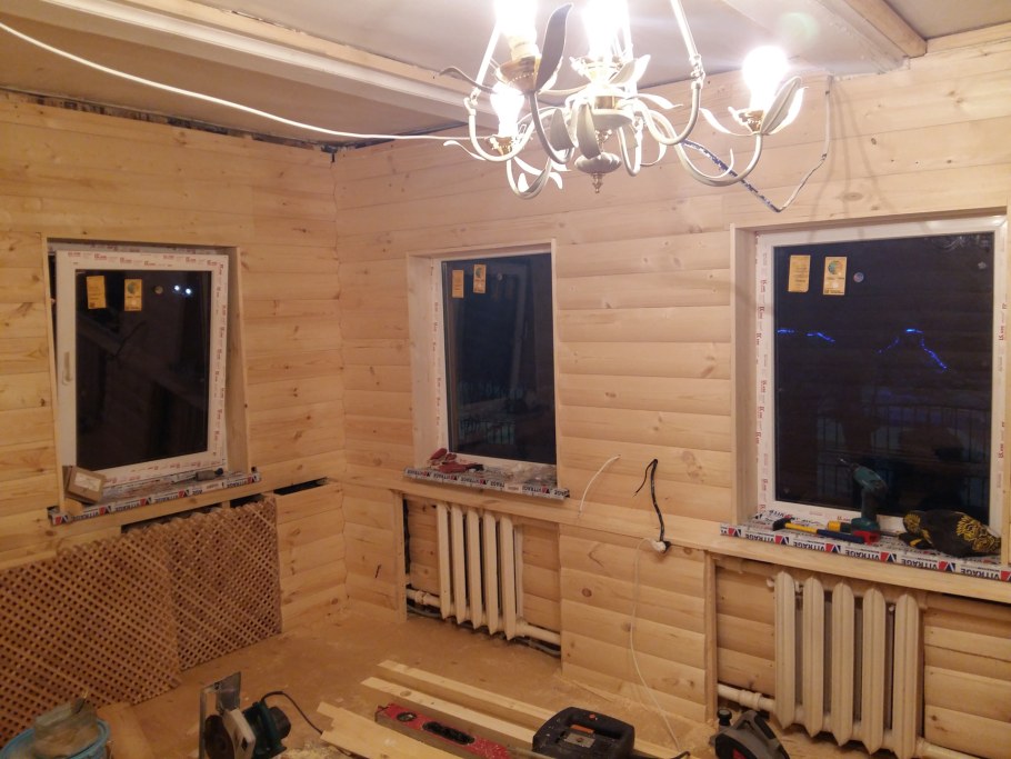 Отделка комнаты блокхаусом