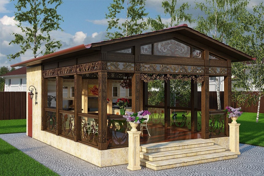 Беседка с мангальной зоной из металла