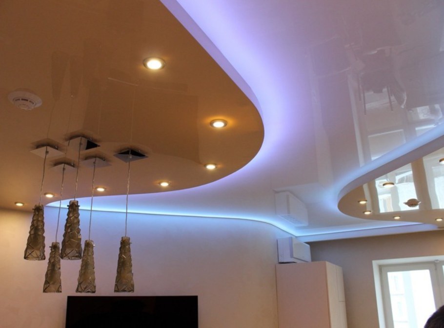 Двухуровневые натяжные потолки