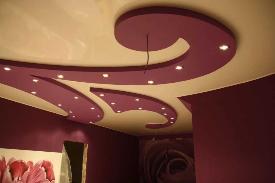 Двухуровневый глянцевый потолок