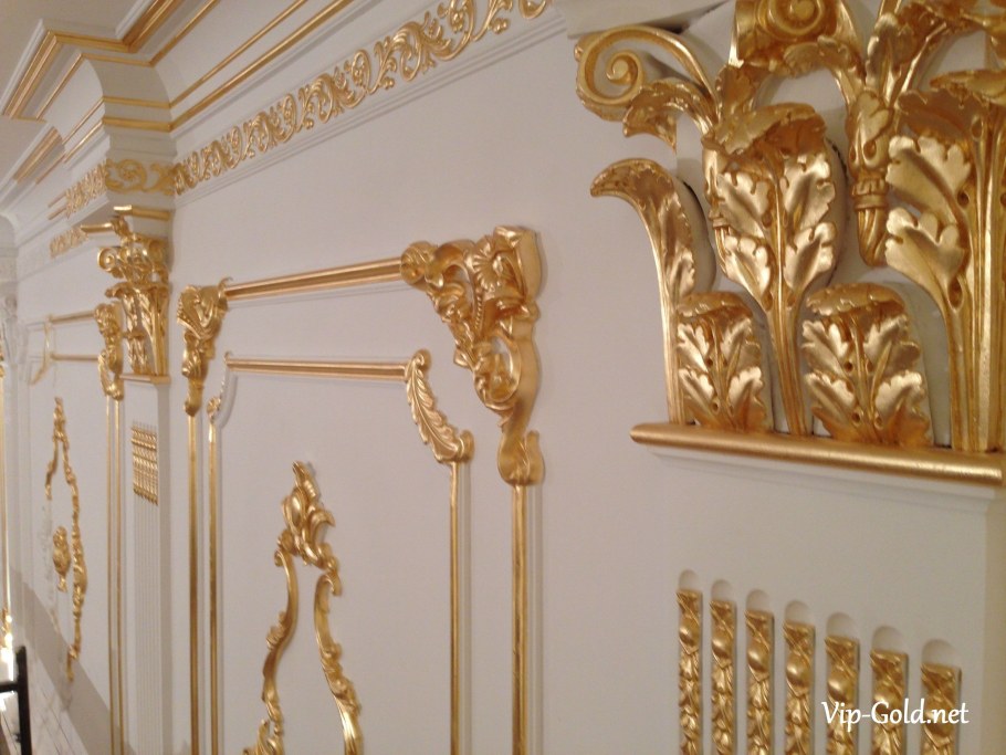 Золочение лепнины сусальным золотом
