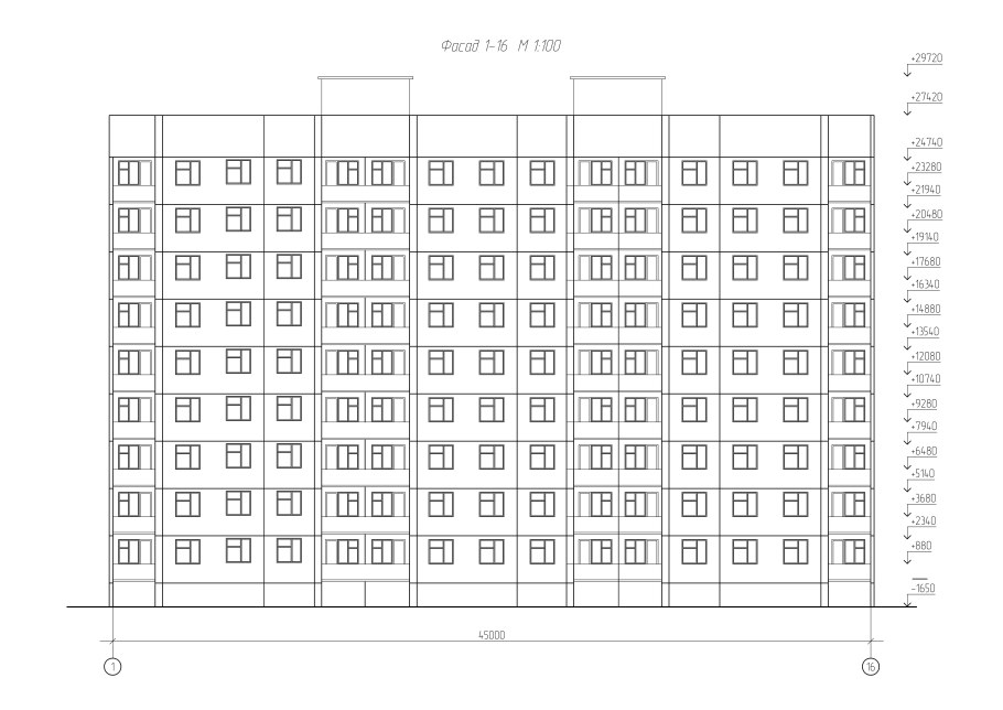 Фасад МКД чертеж