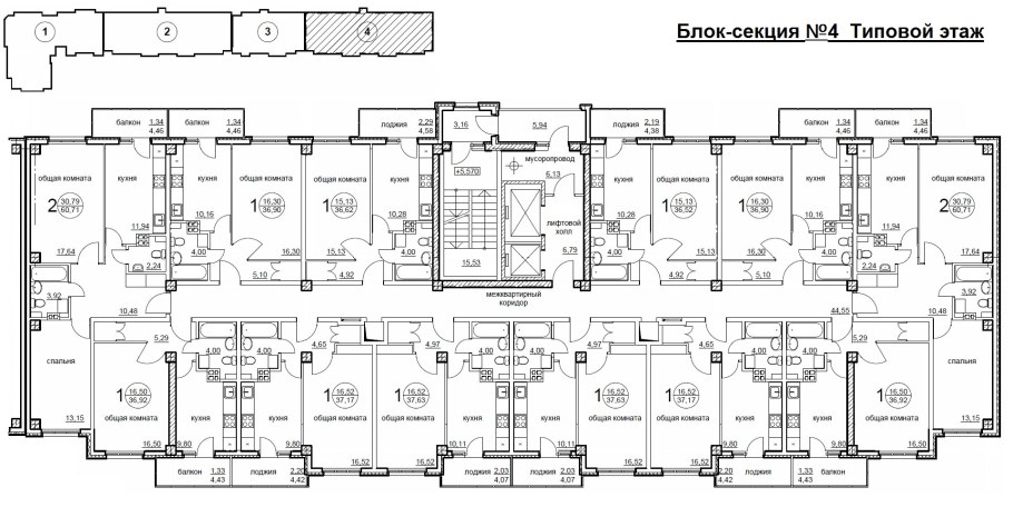 План первого этажа секционного дома