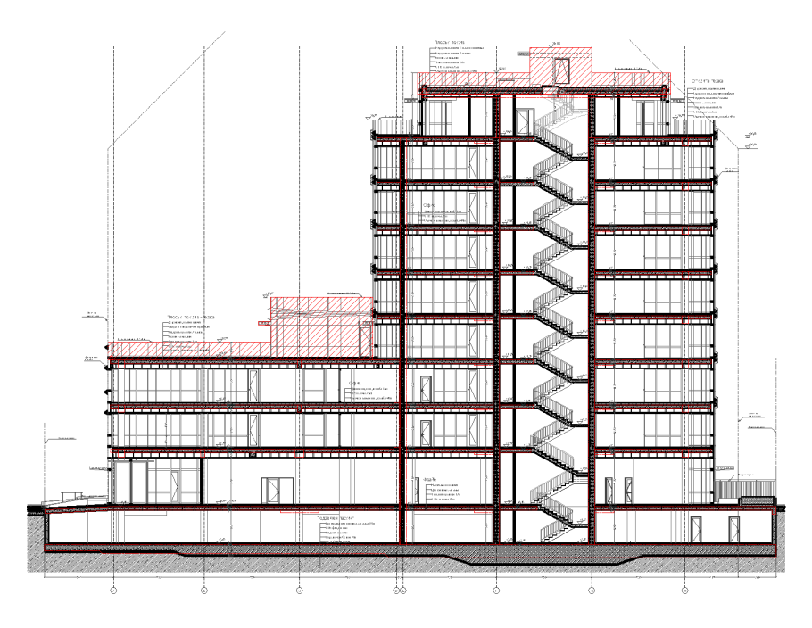 Разрез здания в ревит